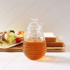 With Dipper Lid Kitchen Storage Honey Glass Jar