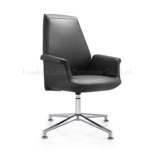  Middle Back Cowhide Swivel Office Chair with armrest