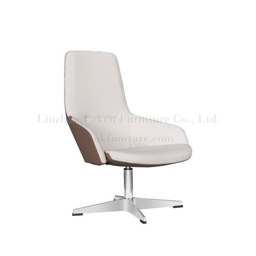 Middle Back Cowhide Swivel Office Chair with armrest