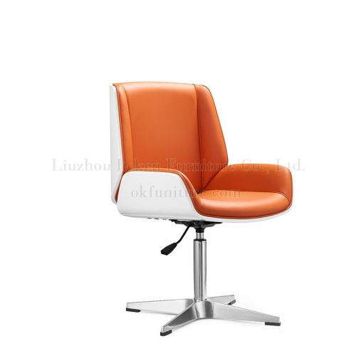 Middle Back Cowhide Swivel Office Chair with armrest