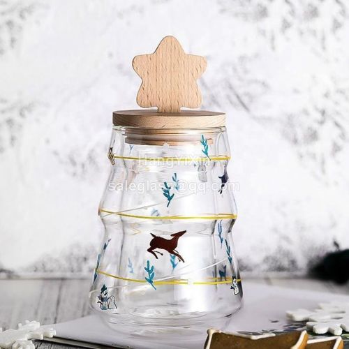 Custom Christmas Cup creative christmas mug glass 170ml 300ml Double Wall Glass Cup Cute Cup With wooden lid