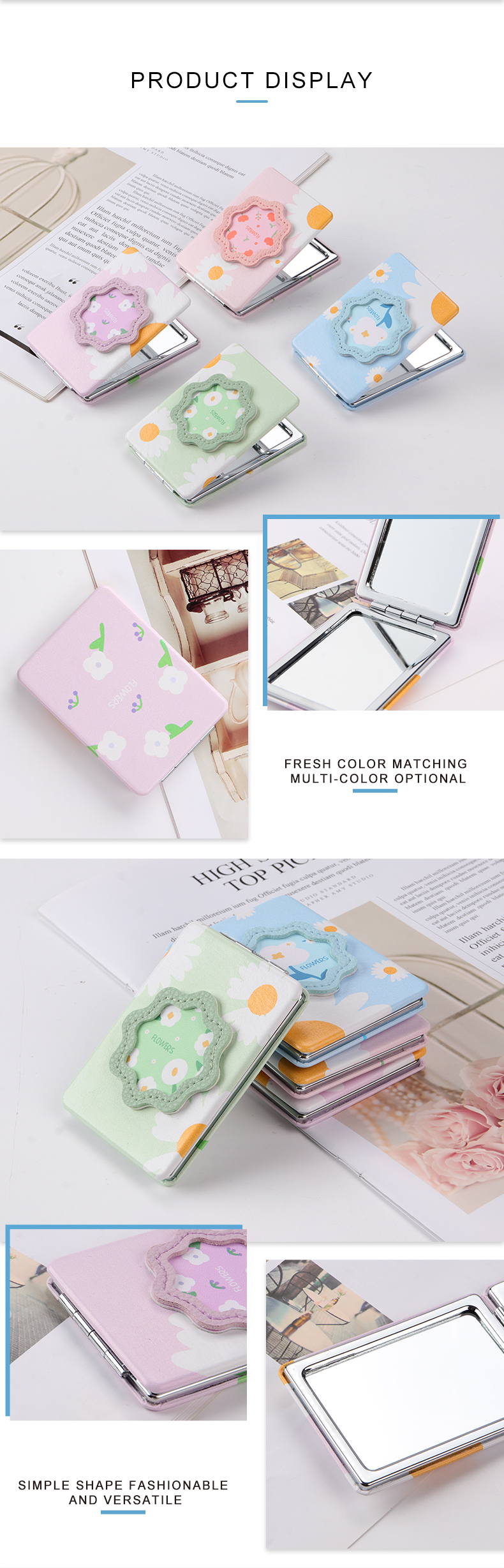 Double-sided Folding Mirror for leather