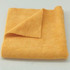 40*40cm 400gsm warp knitted microfiber towel  yellow color