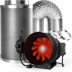 8 Inch Inline Fan Carbon Filter Ducting Kit, 800 CFM Exhaust Fan with Speed Controller Hydroponics Grow Tent Ventilation Kit for Heating Cooling Booster, Grow Tents, Hydroponics