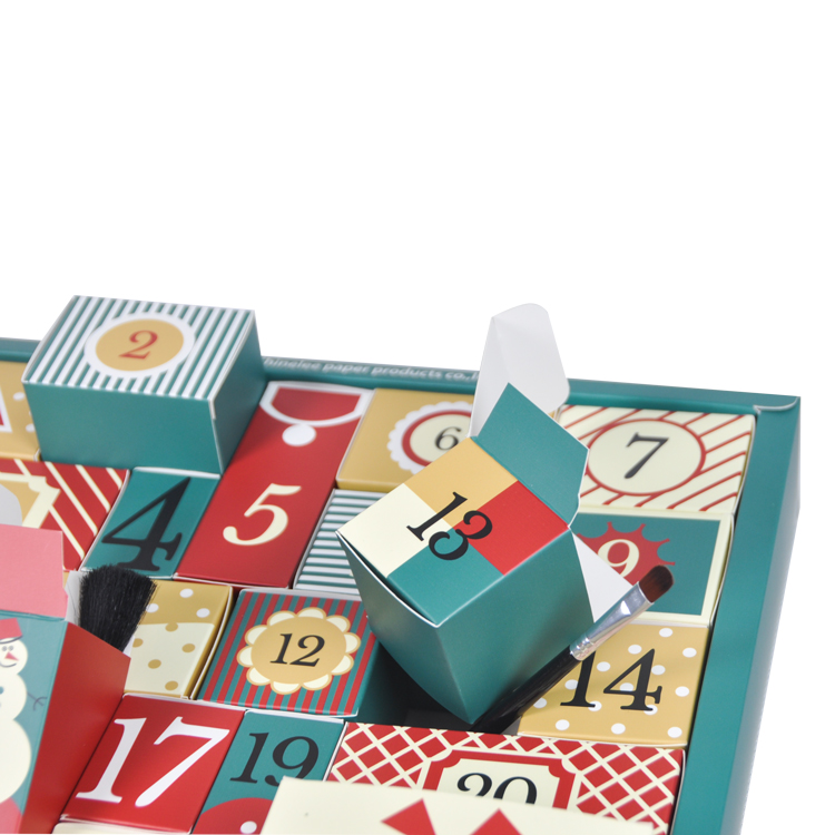 Calendar Paper Box With 24 Drawers Folding Design Custom Full Color Printed With Various Sizes