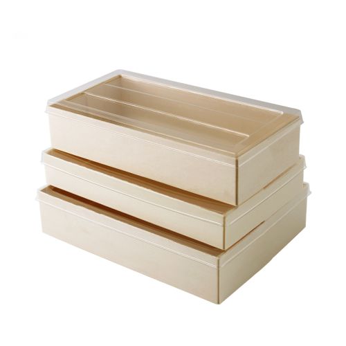 Cardboard Food Grade Take-away Sushi Lunch Box With Clear Lid