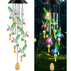 Solar Hummingbird Wind Chimes with Bells