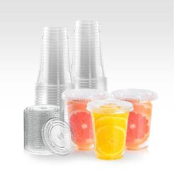 Disposable Compostable PLA PET PP Plastic Water Bottle Juice Cold Cup with Straw
